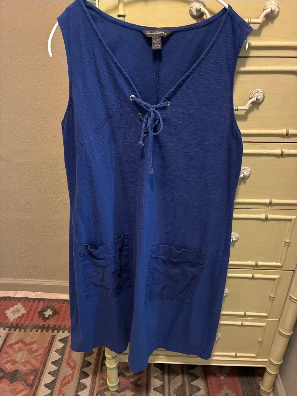 Tommy Bahama Royal Blue Sleeveless Lace-Up Beach Cover-Up